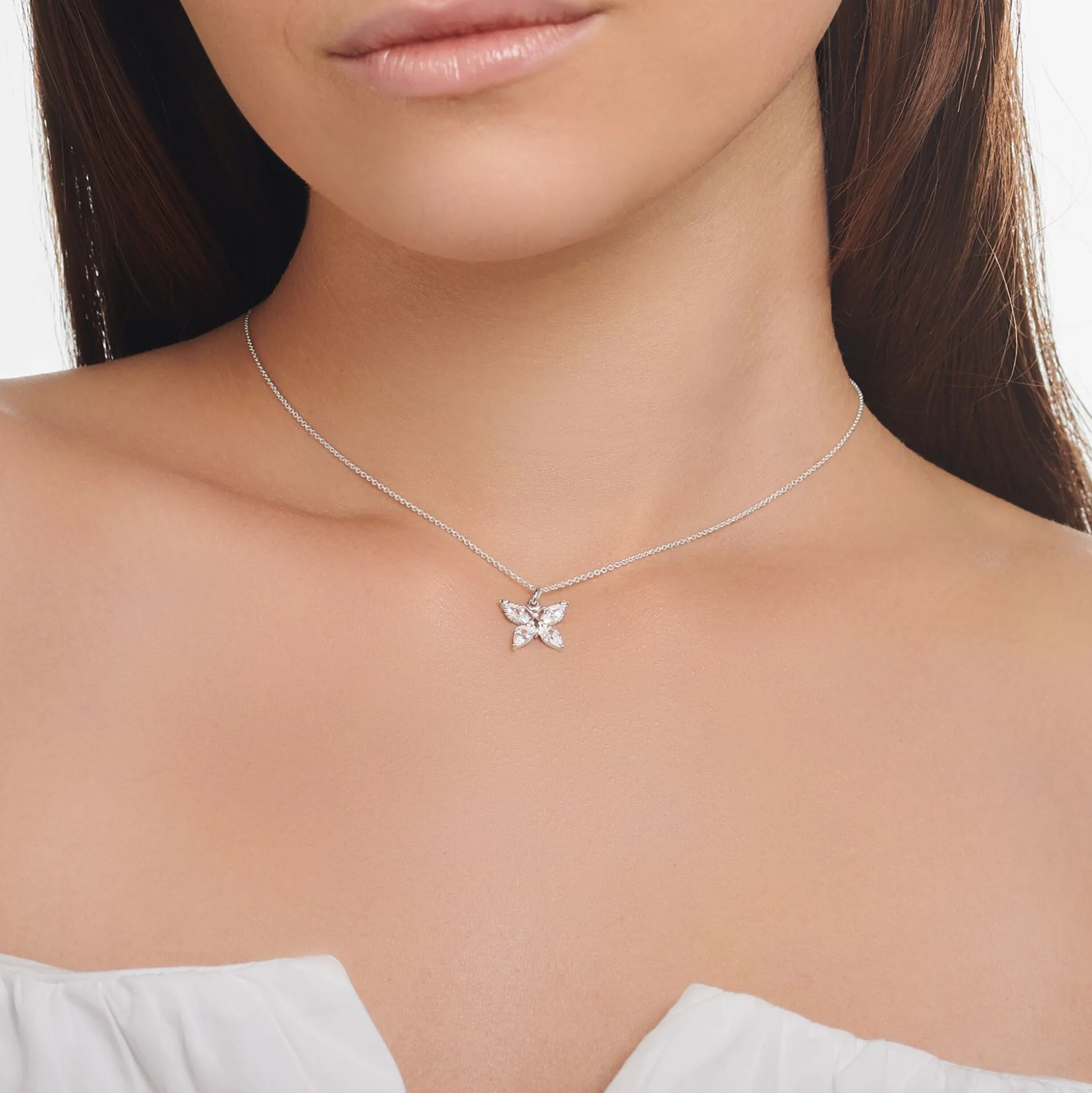 Cheap Kette Schmetterling weiße Steine Damen Halsketten