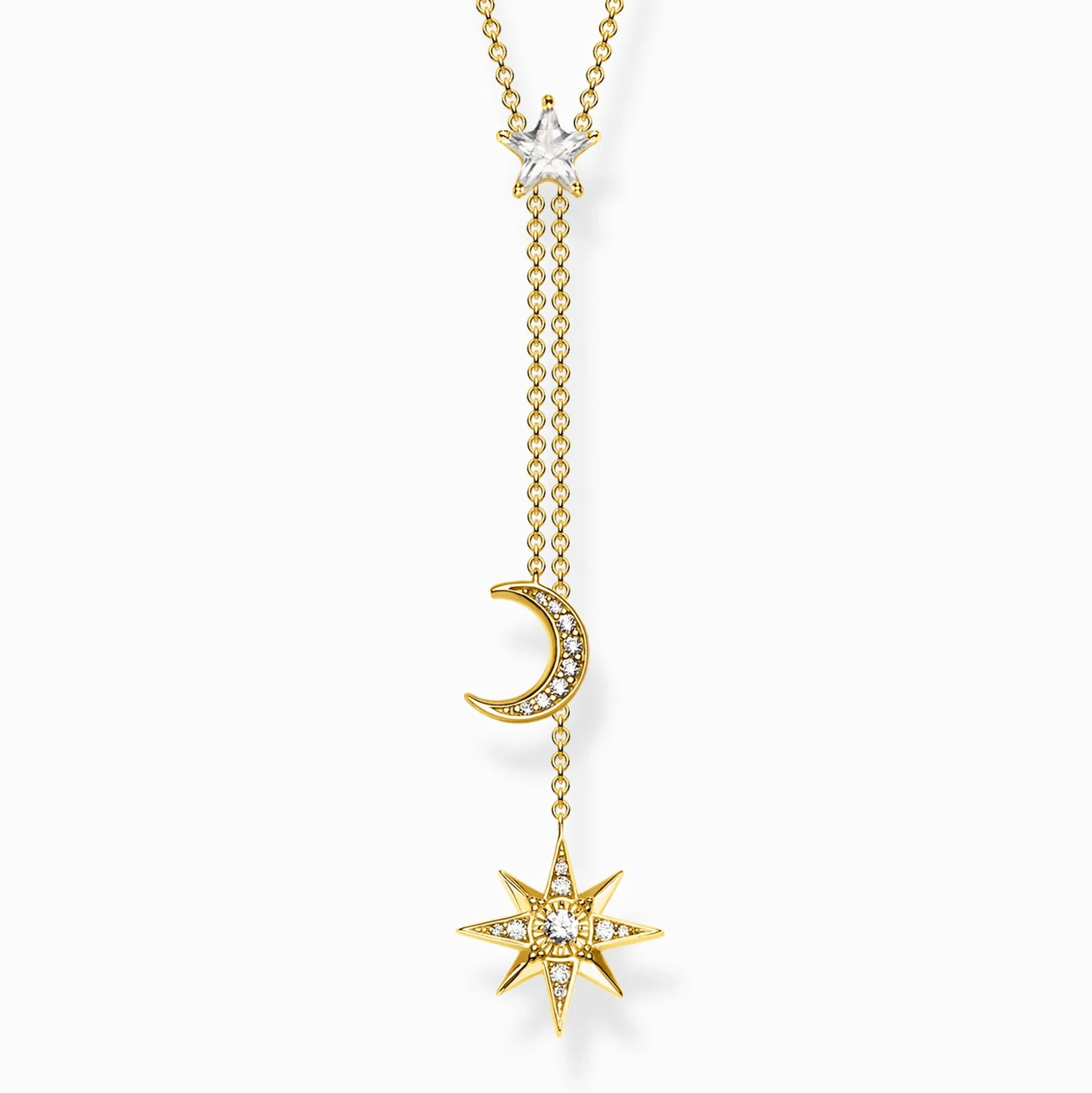 New Kette Stern und Mond gold Damen 18K Vergoldung - 925 Silber