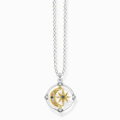 Clearance Kette Stern und Mond gold Damen Halsketten|18K Vergoldung - 925 Silber