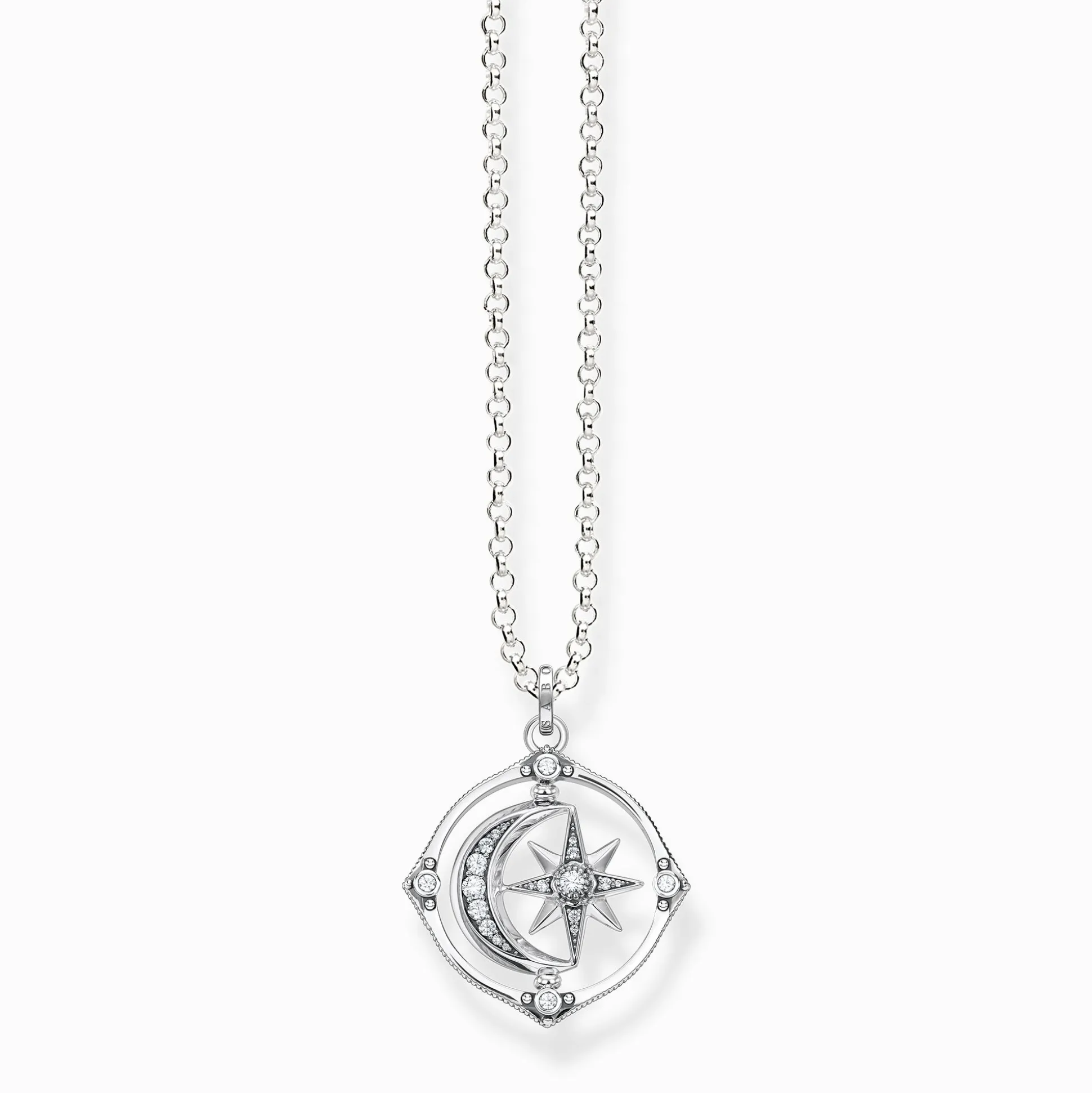 Sale Kette Stern und Mond silber Damen Halsketten