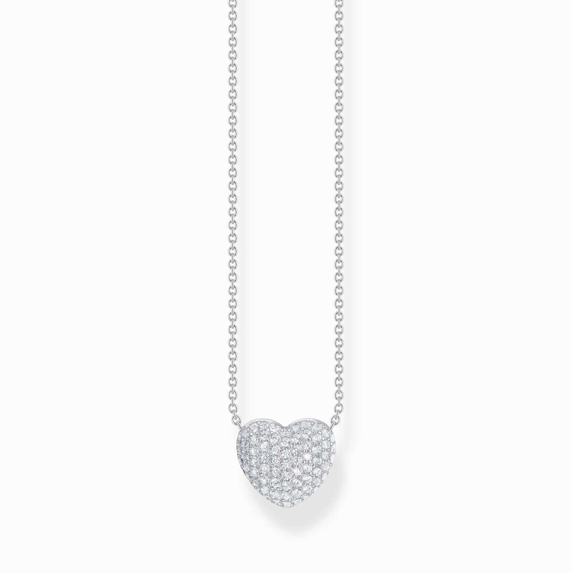 Sale Kette und Anhänger in Herzform mit weißen Steinen Silber Damen Halsketten|925 Silber