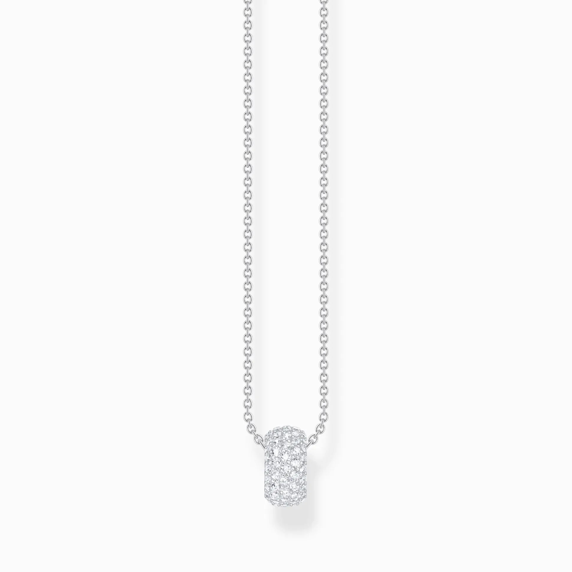 Flash Sale Kette und Anhänger in Ringform mit weißen Steinen Silber Damen Halsketten|925 Silber