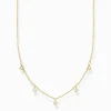 Sale Kette weiße Steine gold Damen Halsketten|18K Vergoldung - 925 Silber