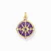 Clearance Kettenanhänger Auge mit kosmischen Details und bunten Steinen Silber vergoldet Damen Anhänger|18K Vergoldung - 925 Silber