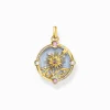 Cheap Kettenanhänger blau mit Sonne und bunten Steinen vergoldet Damen Anhänger|18K Vergoldung - 925 Silber