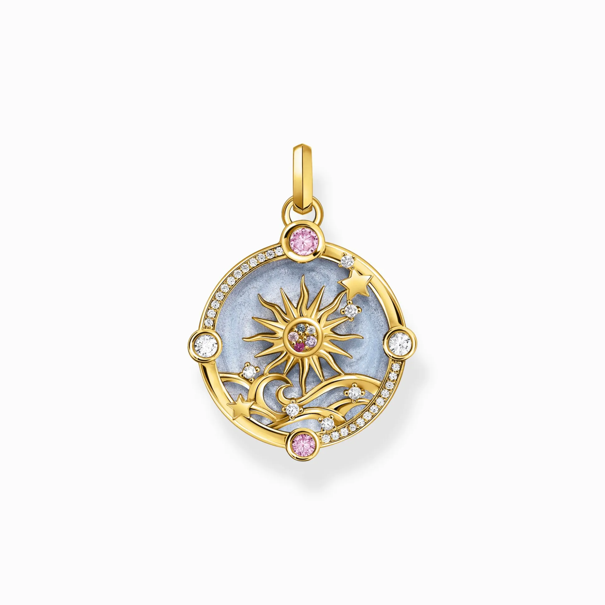 Cheap Kettenanhänger blau mit Sonne und bunten Steinen vergoldet Damen Anhänger|18K Vergoldung - 925 Silber