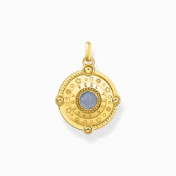 Cheap Kettenanhänger blau mit Sonne und bunten Steinen vergoldet Damen Anhänger|18K Vergoldung - 925 Silber