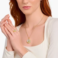 Cheap Kettenanhänger blau mit Sonne und bunten Steinen vergoldet Damen Anhänger|18K Vergoldung - 925 Silber