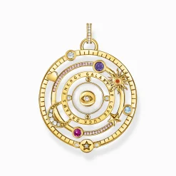 Online Kettenanhänger Halbkugel mit Auge bunte Steine vergoldet Damen Anhänger|18K Vergoldung - 925 Silber