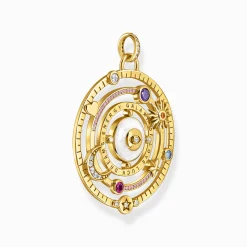 Online Kettenanhänger Halbkugel mit Auge bunte Steine vergoldet Damen Anhänger|18K Vergoldung - 925 Silber