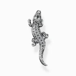 New Kettenanhänger Krokodil mit schwarzen und grünen Steinen Silber geschwärzt Damen Anhänger|Anhänger