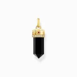 Hot Kettenanhänger mit facettiertem Onyx vergoldet Damen Anhänger|18K Vergoldung - 925 Silber