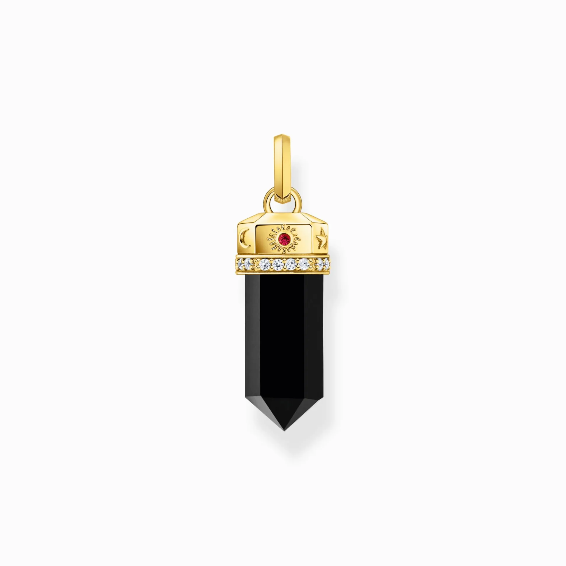 Hot Kettenanhänger mit facettiertem Onyx vergoldet Damen Anhänger|18K Vergoldung - 925 Silber