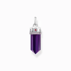 Sale Kettenanhänger mit facettierten imitierten Amethyst Silber geschwärzt Damen Anhänger|925 Silber