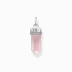 New Kettenanhänger mit Rosenquarz-Kristall Silber Damen Anhänger|925 Silber