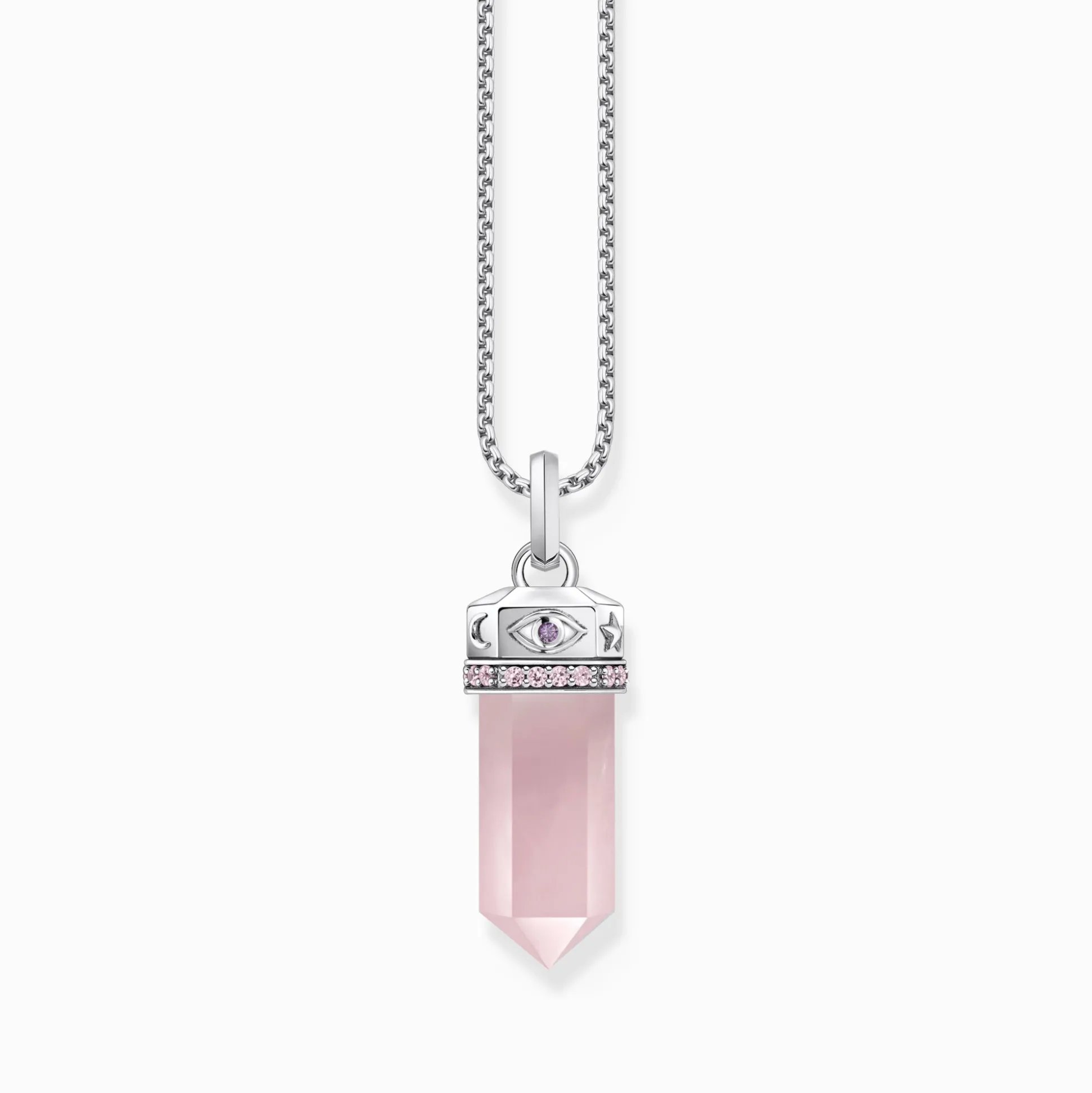 New Kettenanhänger mit Rosenquarz-Kristall Silber Damen Anhänger|925 Silber