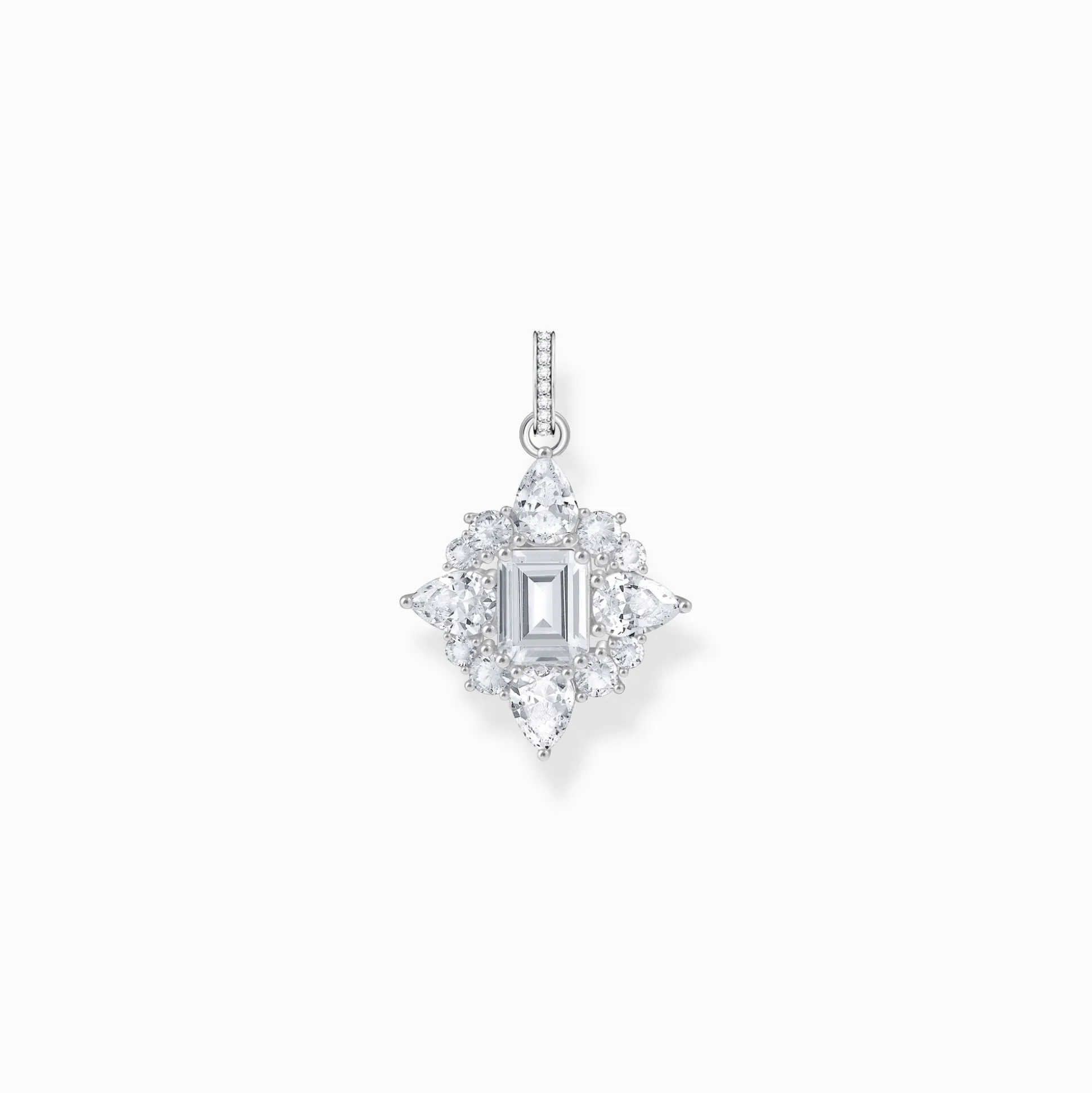 Fashion Kettenanhänger mit weißen Steinen Silber Damen Anhänger|925 Silber