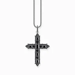 Clearance Kreuzanhänger mit schwarzen Steinen Silber geschwärzt Damen Anhänger|925 Silber