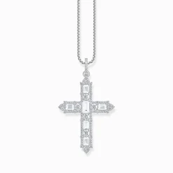Fashion Kreuzanhänger mit weißen Steinen Silber Damen Anhänger|925 Silber