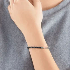 Clearance Lederarmband schwarz Damen Armbänder|Armbänder