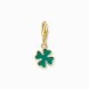 Hot Member Charm-Anhänger grünes Kleeblatt vergoldet Damen Charms|Charms
