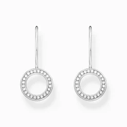 Flash Sale Ohrhänger in Kreisform mit weißen Steinen Silber Damen Ohrringe|925 Silber