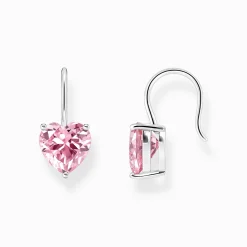 Sale Ohrhänger mit pinkfarbenem Zirkonia-Herz Silber Damen Ohrringe|925 Silber
