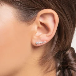 Discount Ohrringe Ear Climber Kugeln silber Damen Ohrstecker