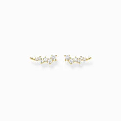 Flash Sale Ohrringe Ear Climber weiße Steine gold Damen Ohrstecker|18K Vergoldung - 925 Silber