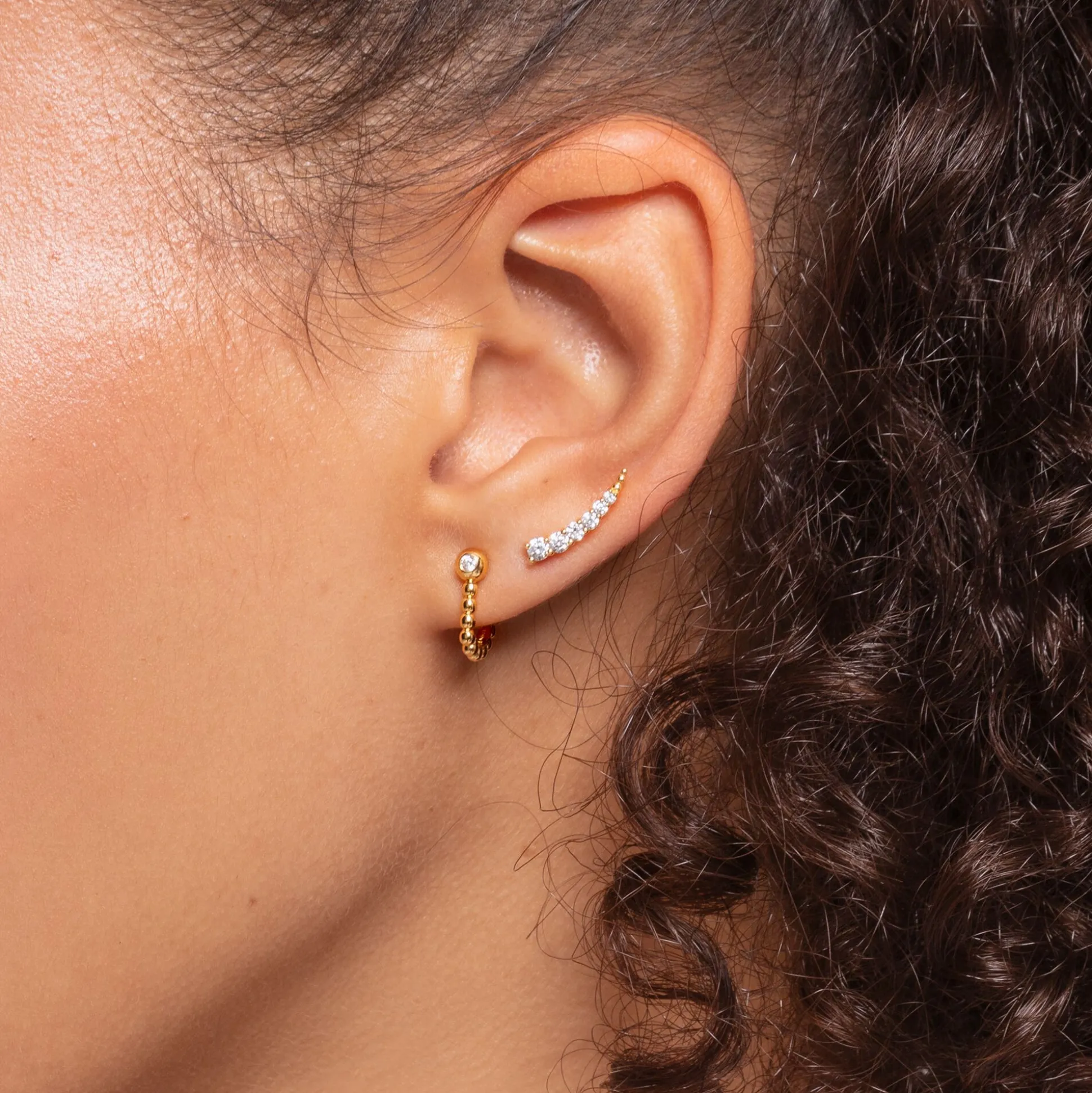 Flash Sale Ohrringe Ear Climber weiße Steine gold Damen Ohrstecker