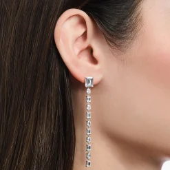 Shop Ohrringe mit weißen Steinen Silber Damen Ohrringe|925 Silber