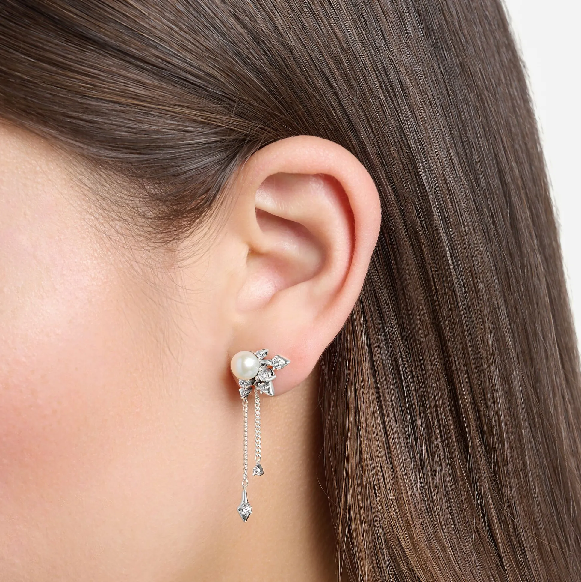 Fashion Ohrringe Perle mit Wintersonnenstrahlen silber Damen Ohrringe|925 Silber