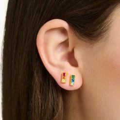 Clearance Ohrstecker bunte Steine gold Damen Ohrstecker