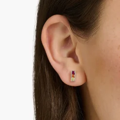 Hot Ohrstecker bunte Steine silber Damen Ohrstecker