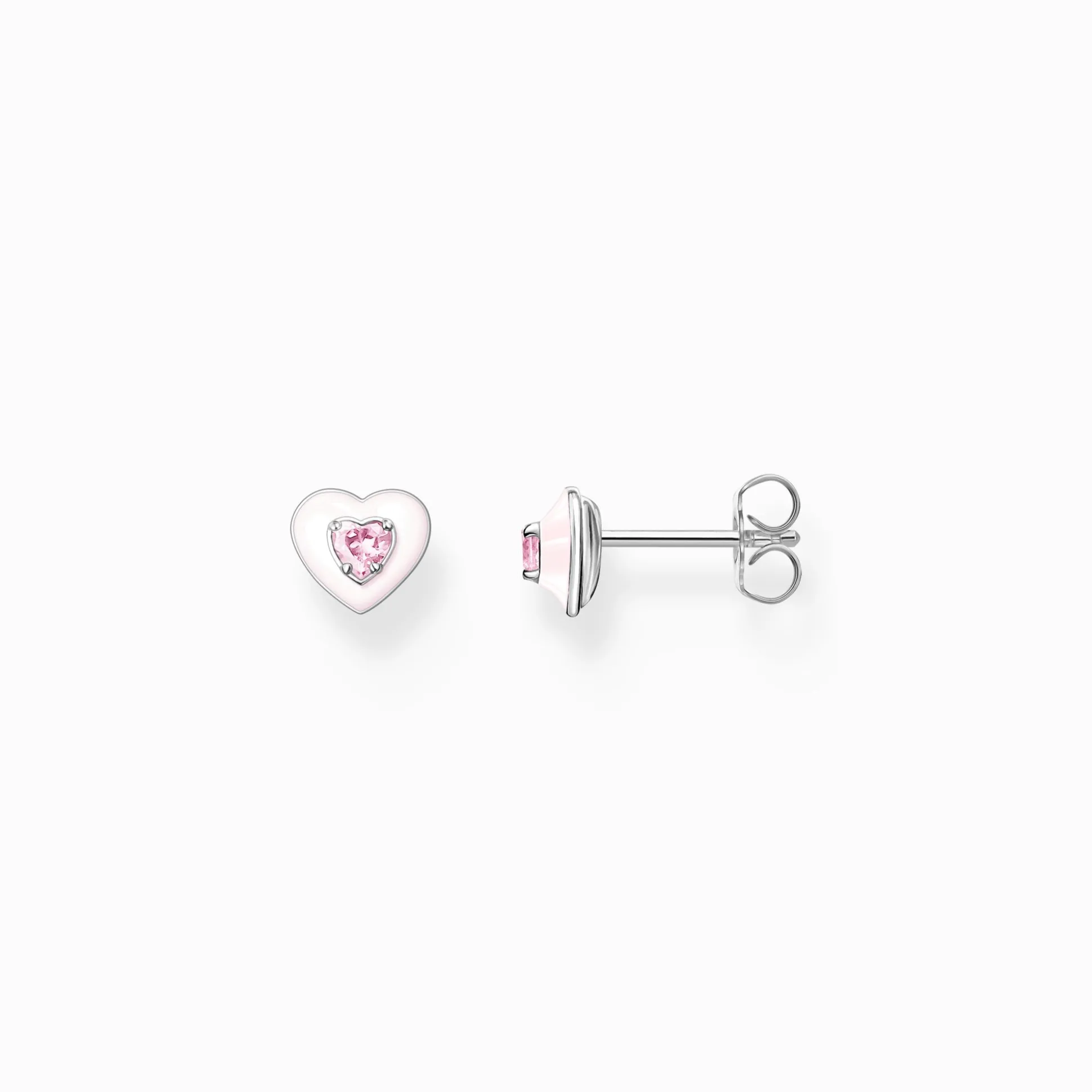 Clearance Ohrstecker Herz mit pinkem Stein Silber Damen Ohrstecker
