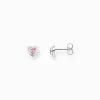 Cheap Ohrstecker Herz mit pinkfarbenem Zirkonia Silber geschwärzt Damen Ohrstecker