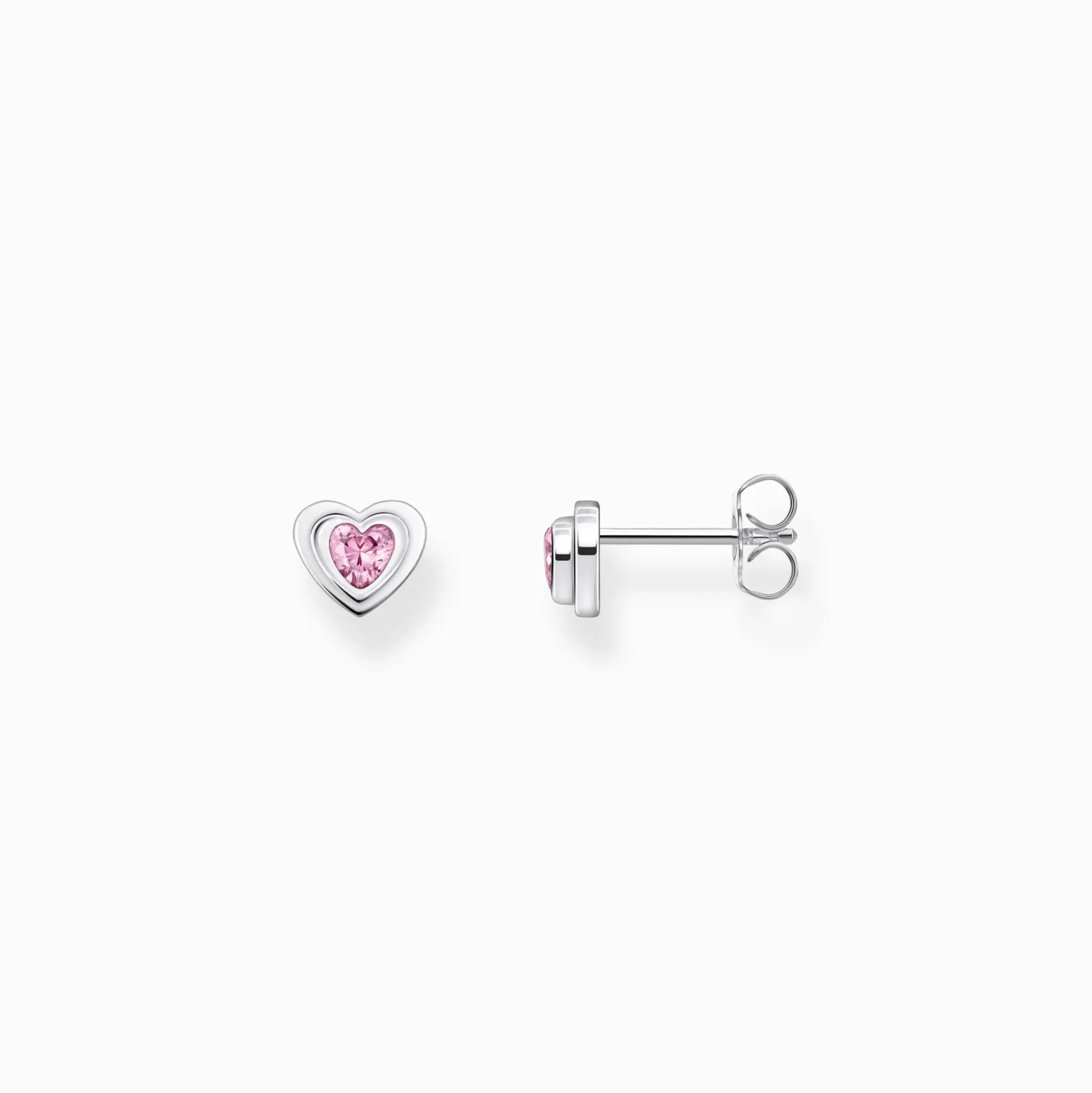 Cheap Ohrstecker Herz mit pinkfarbenem Zirkonia Silber geschwärzt Damen Ohrstecker
