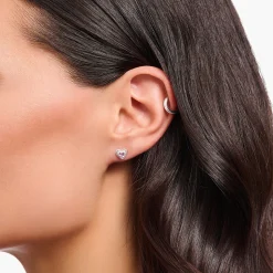Cheap Ohrstecker Herz mit pinkfarbenem Zirkonia Silber geschwärzt Damen Ohrstecker