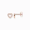 Best Ohrstecker Herzen groß Damen Ohrstecker|18K Rosé-Vergoldung - 925 Silber