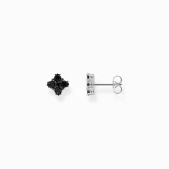 Flash Sale Ohrstecker in 4-eckigem Design mit schwarzen Steinen Silber geschwärzt Damen Ohrstecker|925 Silber