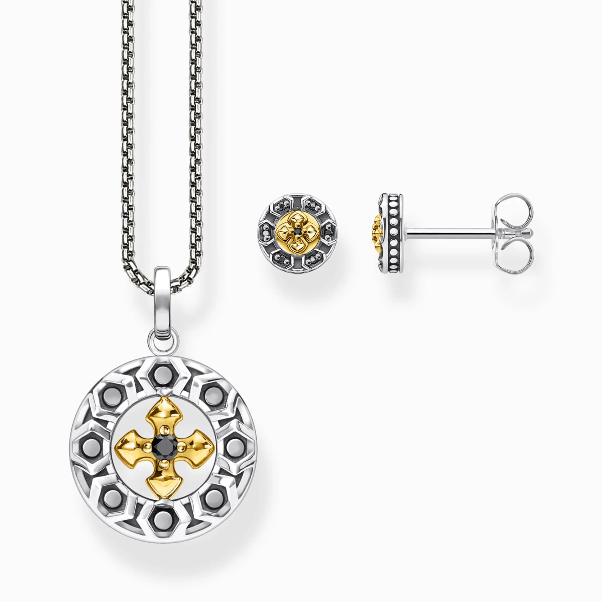Best Sale Ohrstecker Kreuz schwarze Steine gold Damen Ohrstecker|Ohrstecker & Creolen