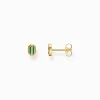 Clearance Ohrstecker Krokodilaugen mit smaragdgrünen Steinen vergoldet Damen Ohrstecker|18K Vergoldung - 925 Silber