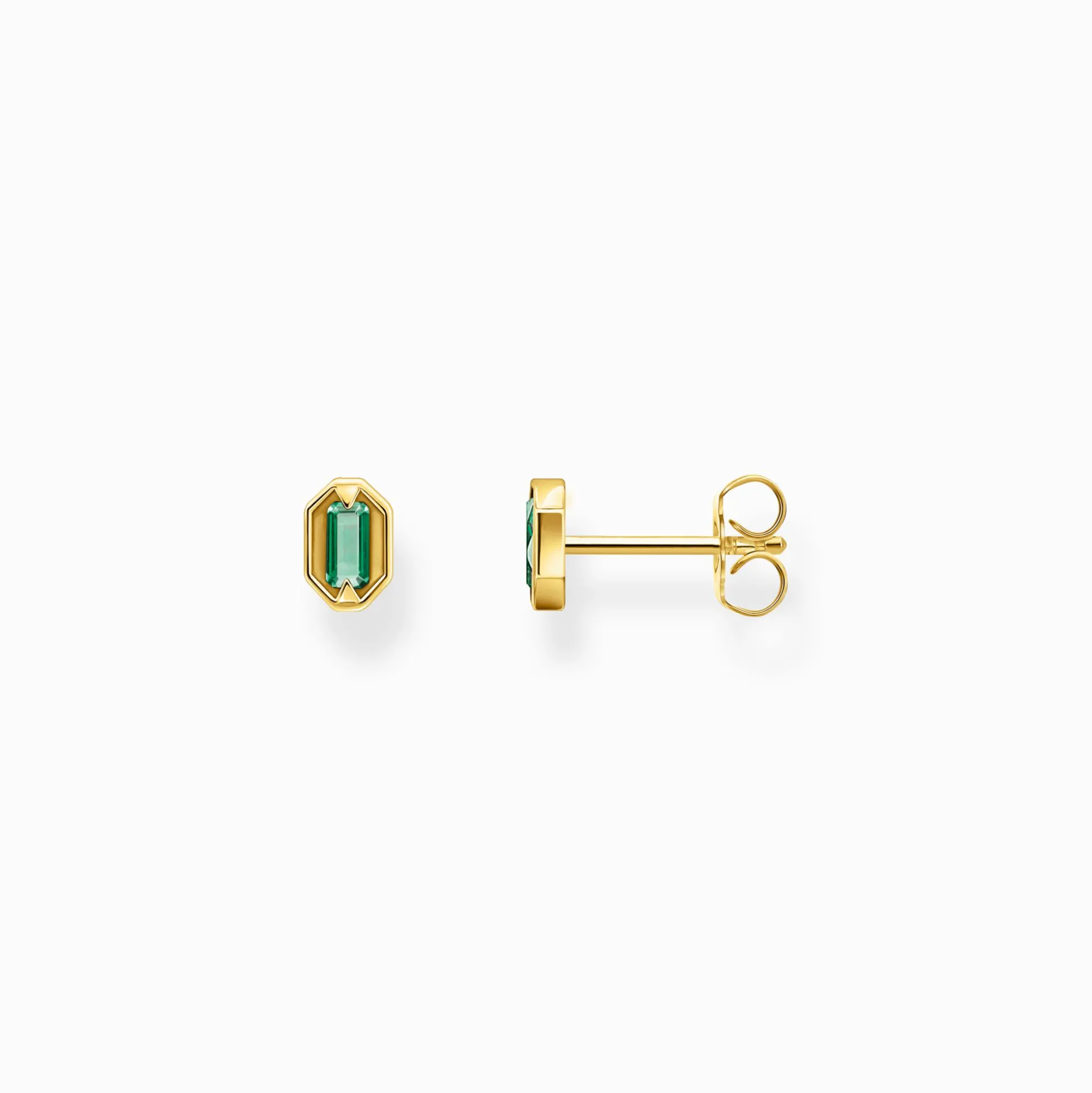 Clearance Ohrstecker Krokodilaugen mit smaragdgrünen Steinen vergoldet Damen Ohrstecker|18K Vergoldung - 925 Silber
