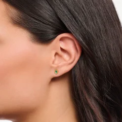 Clearance Ohrstecker Krokodilaugen mit smaragdgrünen Steinen vergoldet Damen Ohrstecker|18K Vergoldung - 925 Silber