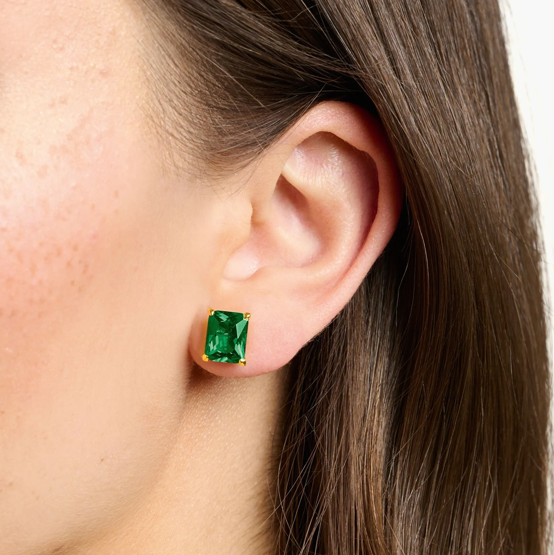 Best Sale Ohrstecker mit grünem Stein vergoldet Damen Ohrstecker