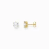 Flash Sale Ohrstecker mit großem, weißem Stein vergoldet Damen Ohrstecker|18K Vergoldung - 925 Silber