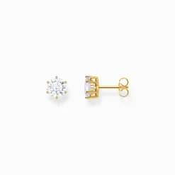Flash Sale Ohrstecker mit großem, weißem Stein vergoldet Damen Ohrstecker|18K Vergoldung - 925 Silber
