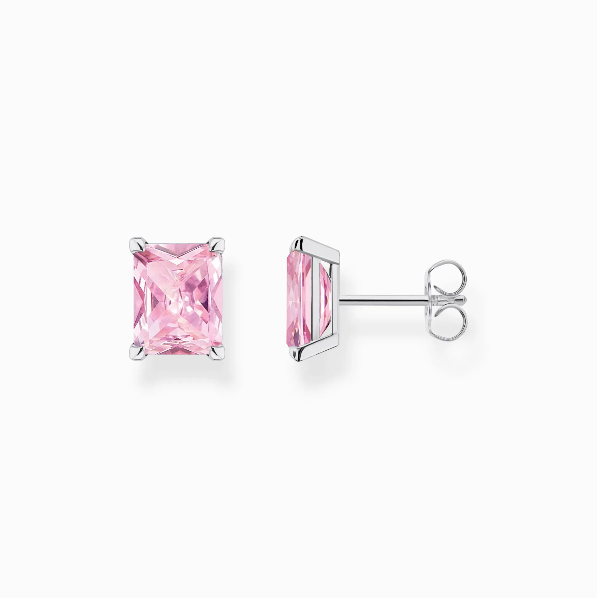 Discount Ohrstecker mit pinkem Stein Silber Damen Ohrstecker