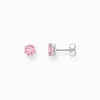 Cheap Ohrstecker mit pinkfarbenem Stein im Brillantschliff Silber Damen Ohrstecker