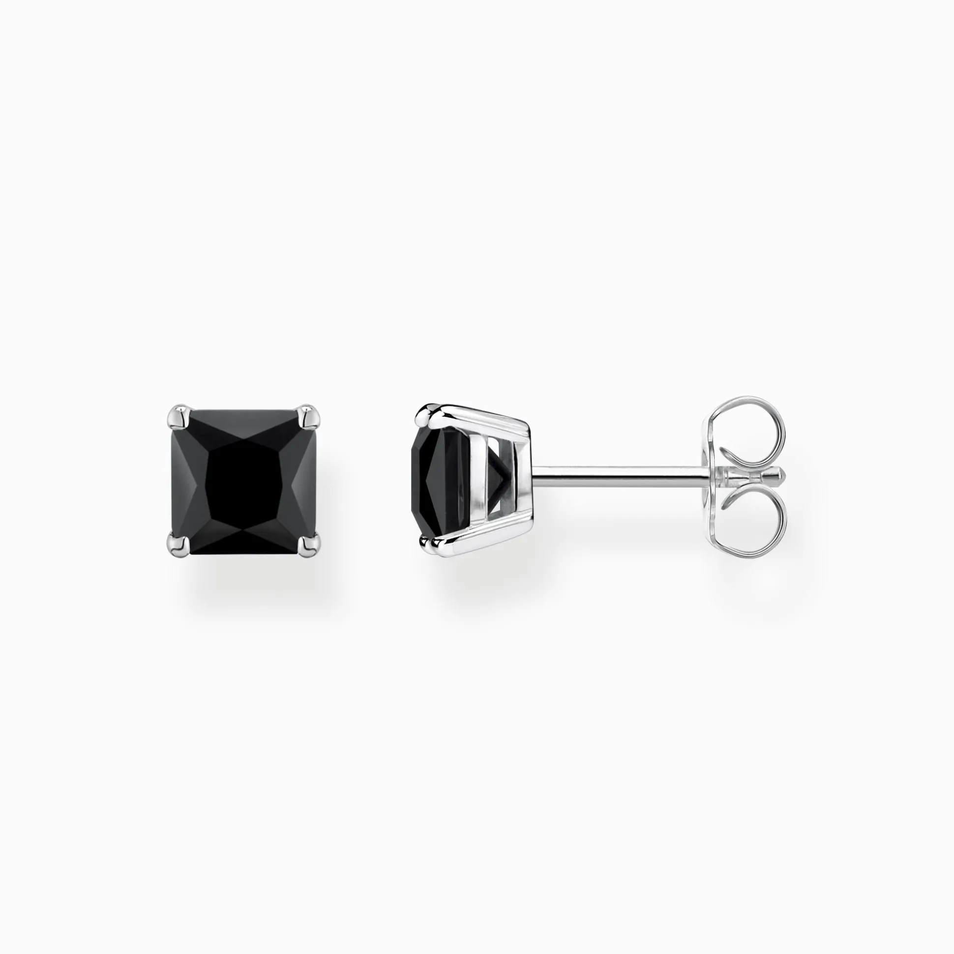 Cheap Ohrstecker mit schwarzem Stein Silber Damen Ohrstecker